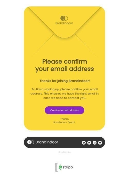 SaaS email template "Finish registration" for fashion industry mobile view