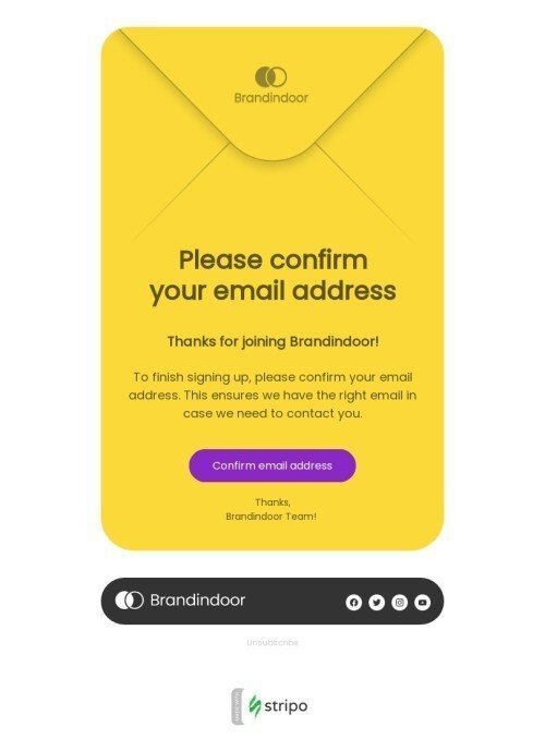 SaaS email template "Finish registration" for fashion industrydesktop view
