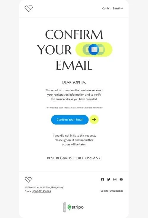 SaaS email template "Complete your registration" for business industry