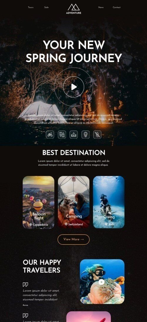 Spring email template "Spring journey" for travel industry mobile view