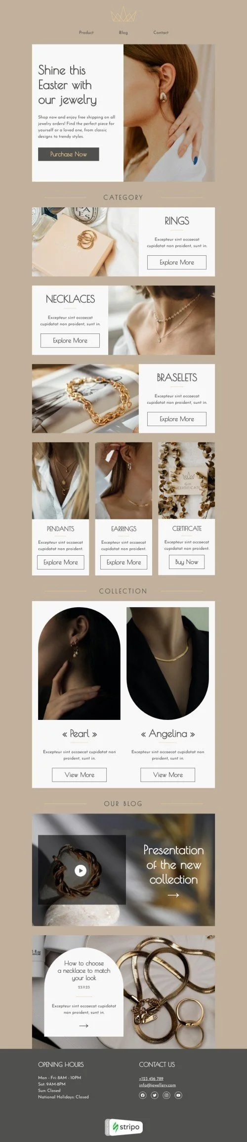 Easter email template "Shine this Easter" for jewelry industry