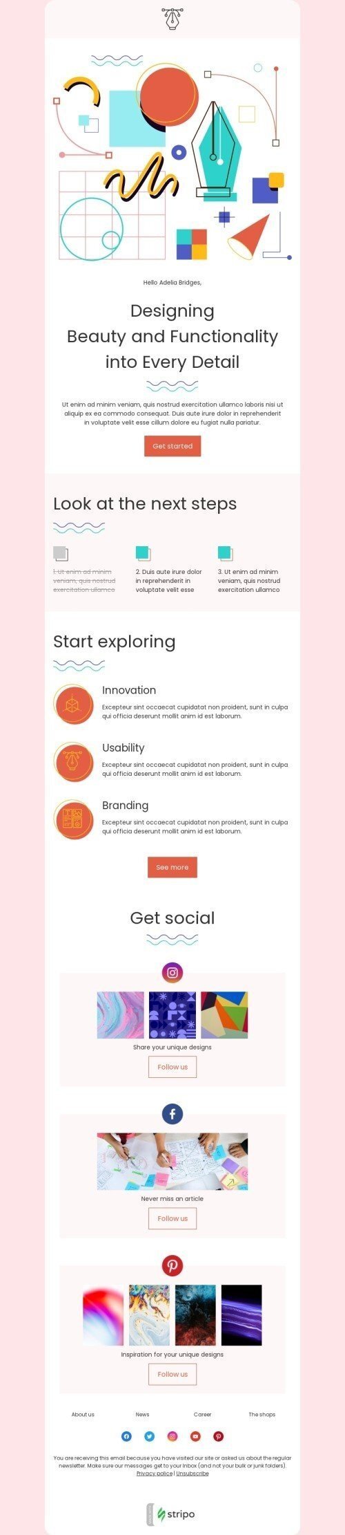 Social Media Day email template "Look at the next steps" for business industrydesktop view