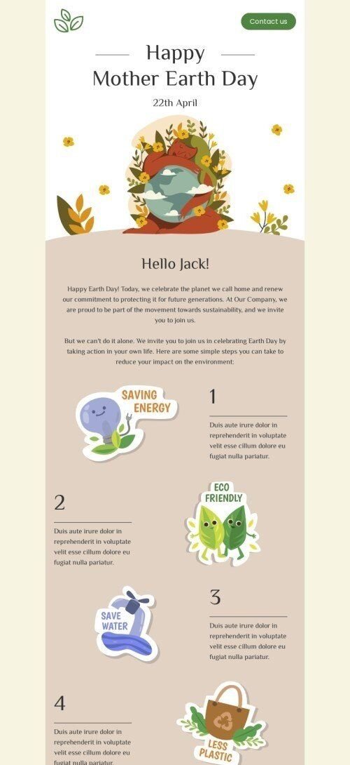 Modello email Giorno della Terra «Celebrare la Giornata della Terra» per il settore industriale di prodotti organici ed ecocompatibili Visualizzazione mobile