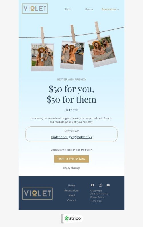 Modello email footer «Meglio con gli amici» per il settore industriale di hotel Visualizzazione mobile