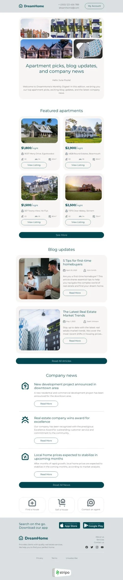 Newsletters email template "Newsletter" for real estate industry