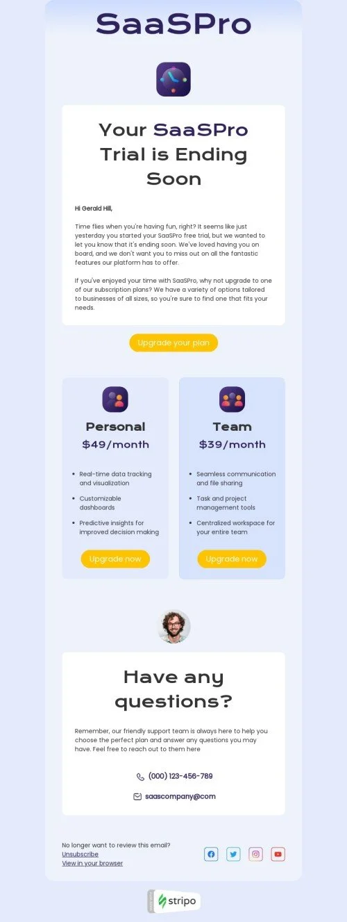 SaaS email template "Time flies" for software & technology industry