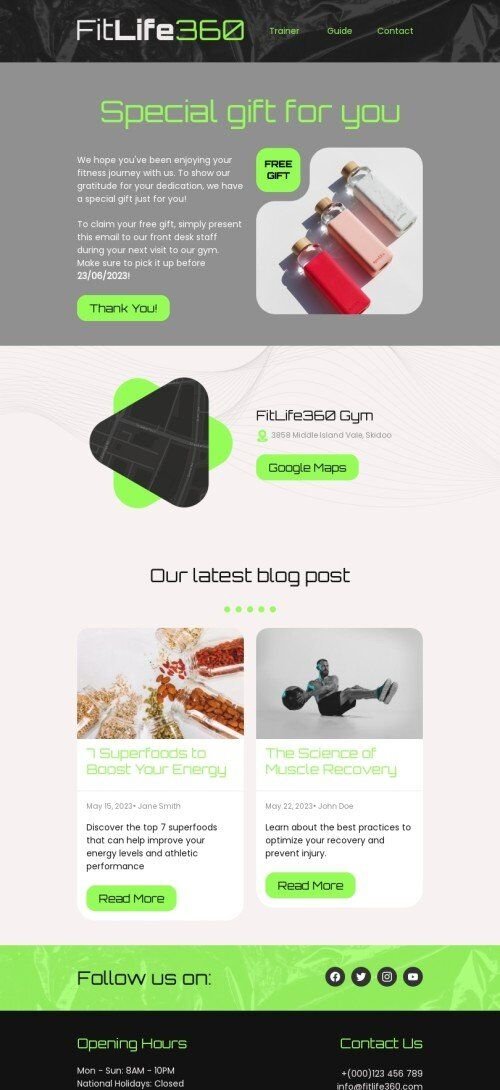 Modello email promo «Regalo gratuito per il cliente» per il settore industriale di salute e bellezza Visualizzazione mobile