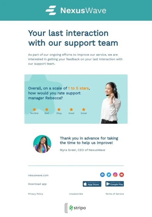 SaaS email template "We value your feedback" for business industry