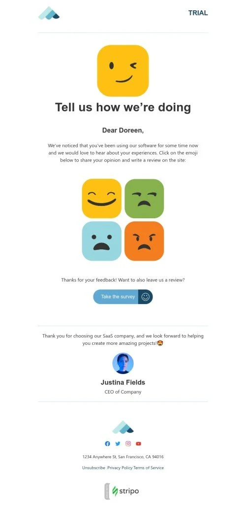 SaaS email template "Your feedback matters!" for business industry