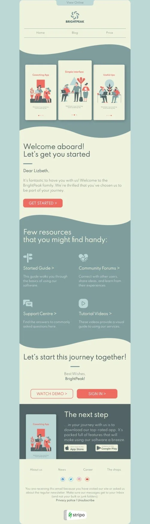 SaaS email template "Let's get you started" for software & technology industry