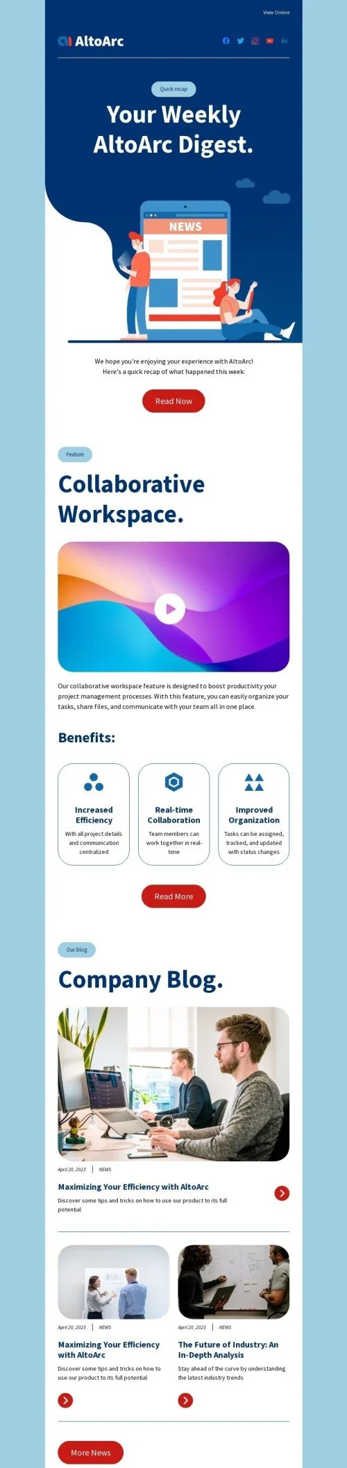 SaaS email template "Collaborative workspace" for software & technology industry