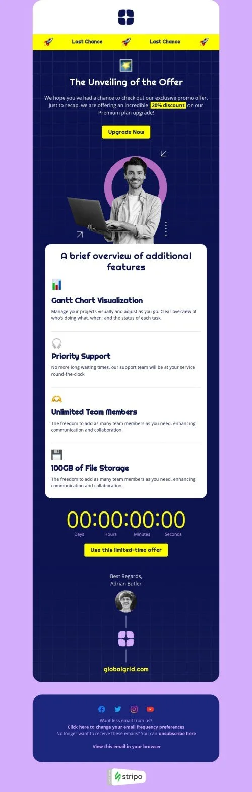 SaaS email template "The unveiling of the offer" for software & technology industry