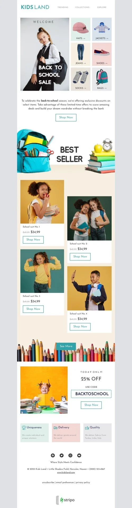 Back to school email template "Back to school season" for fashion industry