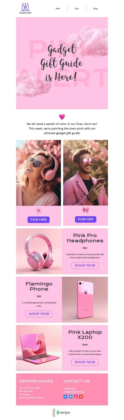 Promo email template "Gadget gift guide" for gadgets industry