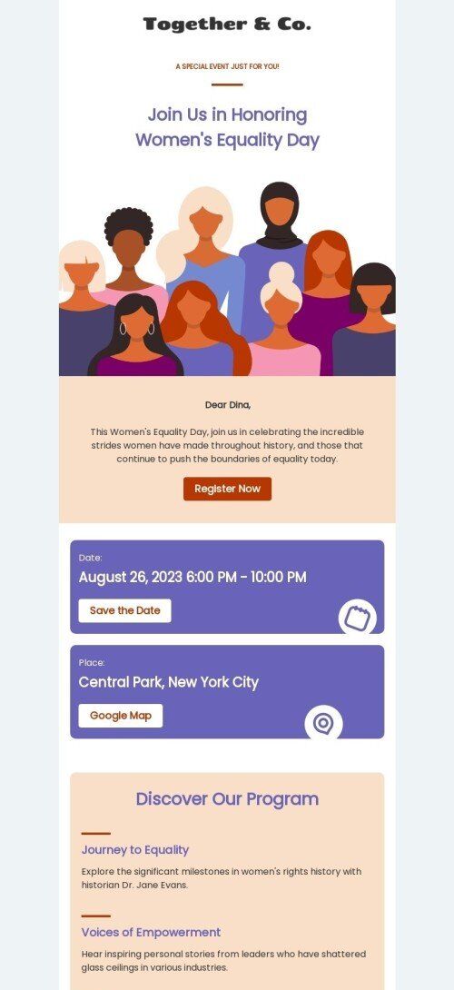 Plantilla de correo electrónico «Camino a la igualdad» de Día Internacional de la mujer para la industria de hobbies Vista de móvil