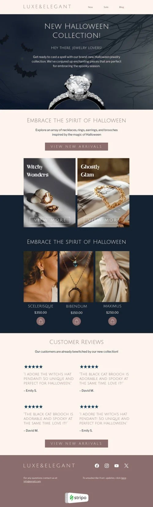 Halloween email template "Jewelry lovers" for jewelry industry