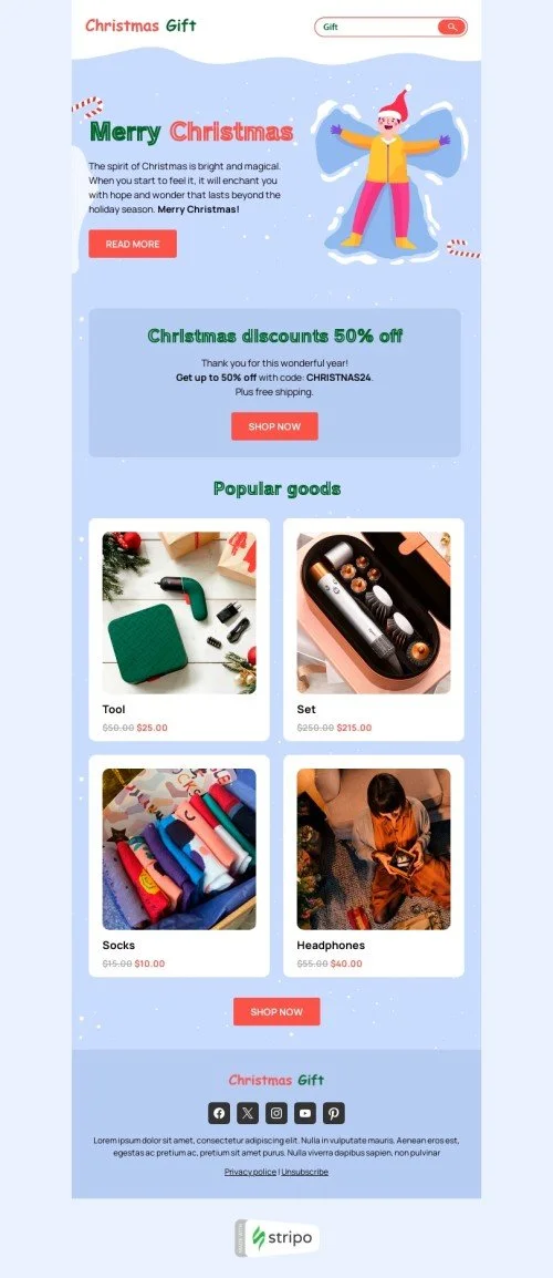 Christmas email template "Christmas fair" for ecommerce industry