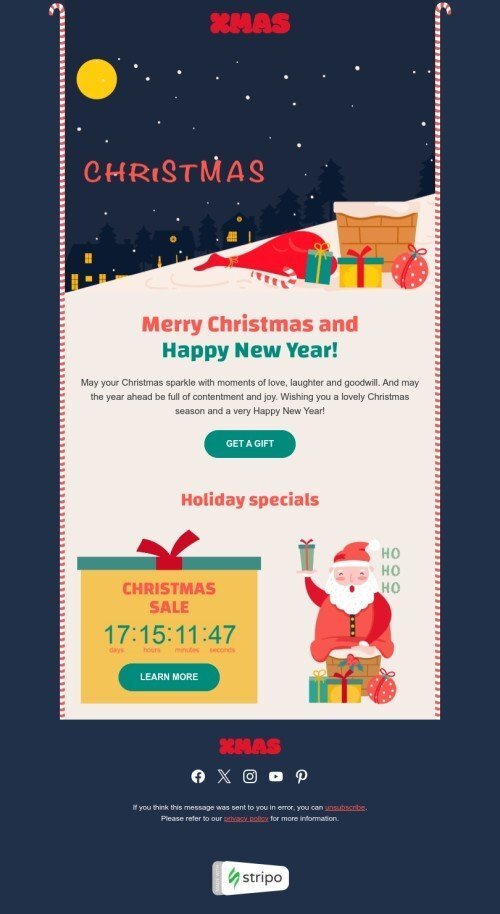 Modello email Natale «Natale alle porte» per il settore industriale di libri, regali e cancelleria Visualizzazione desktop