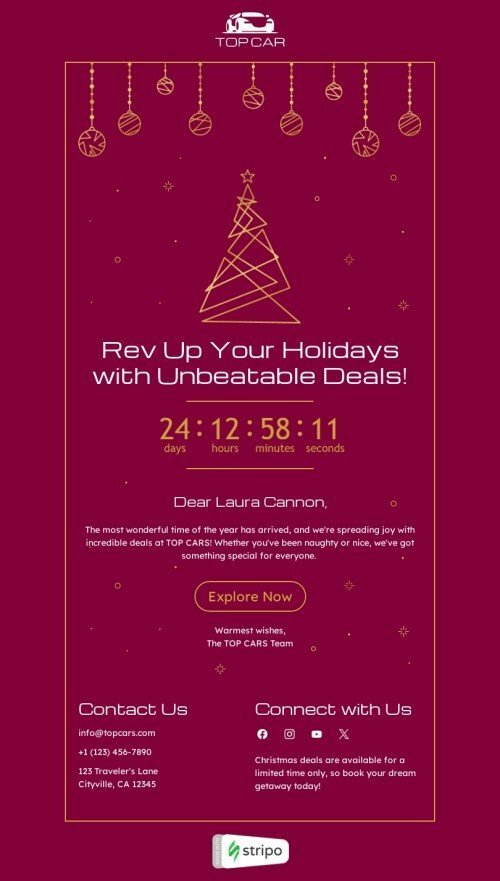 Christmas email template "Perfect gift for the auto enthusiast" for auto & moto industry mobile view