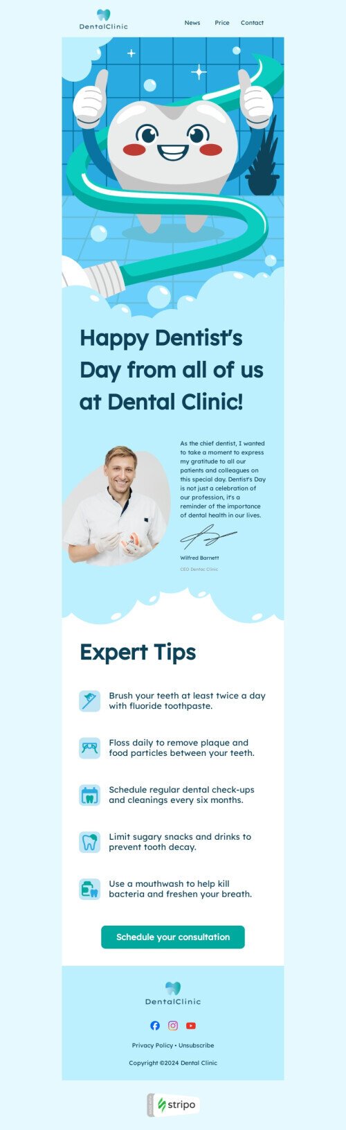 National Dentist's Day email template "Dental health" for health and wellness industry desktop view