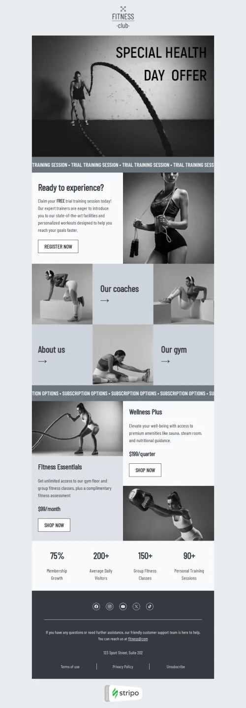 World Health Day email template "Health Day offer" for sports industry