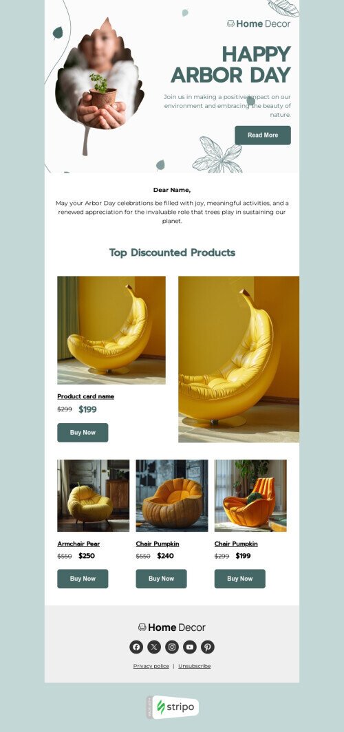 Шаблон письма к празднику День посадки деревьев «Зеленое наследие» для индустрии «Мебель, интерьер, декор» мобильный вид