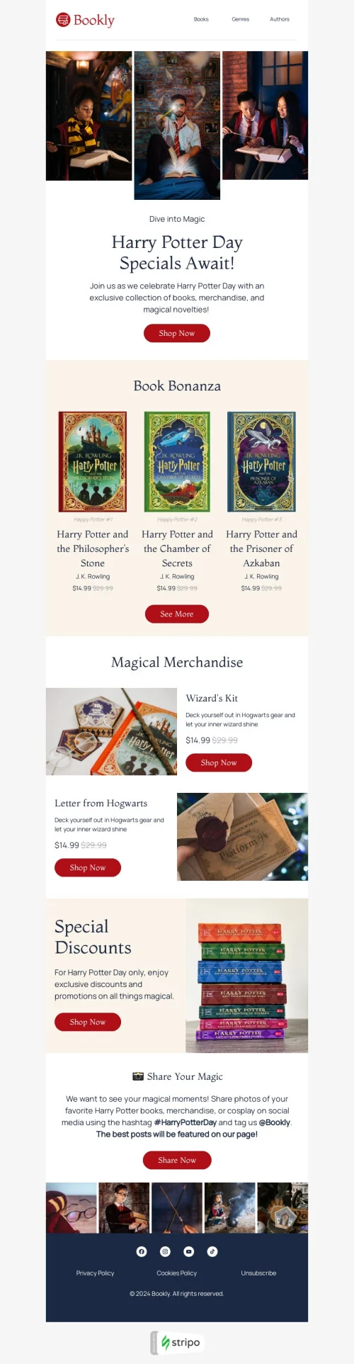 Harry Potter Day email template "Book bonanza" for books & presents & stationery industry