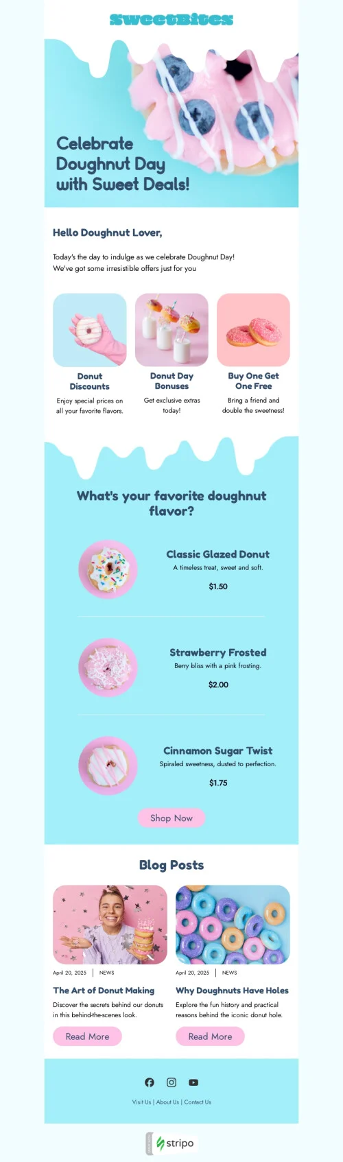 National Doughnut Day email template "Sweet deals" for food industry