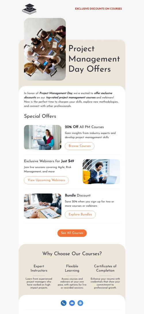 Modello email giornata di gestione del progetto «Migliora le tue competenze» per il settore industriale di webinar Visualizzazione mobile