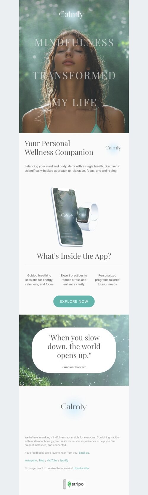 Abandoned subscription email template "Your journey starts here" for mobile applications industry mobile view