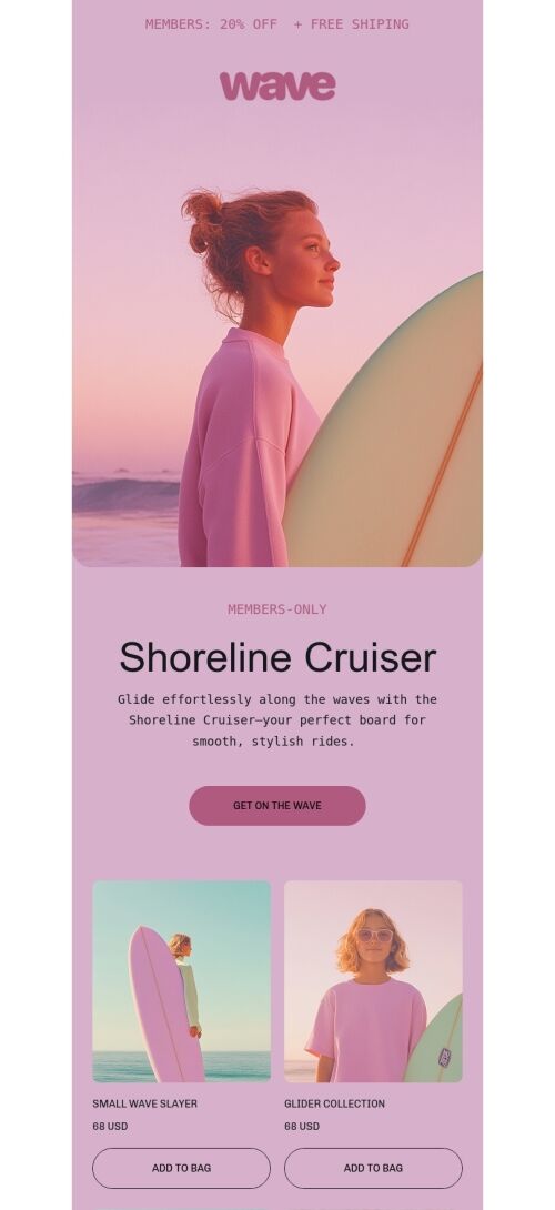Plantilla de correo electrónico promocional "Crucero costero" para la industria de los pasatiempos Vista de móvil