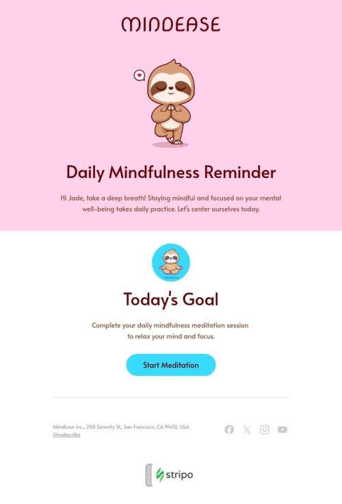 Aktivitätserinnerung E-Mail-Vorlage «Heutiges Ziel» für Gesundheit und Schönheit-Branche Ansicht auf Mobilgeräten