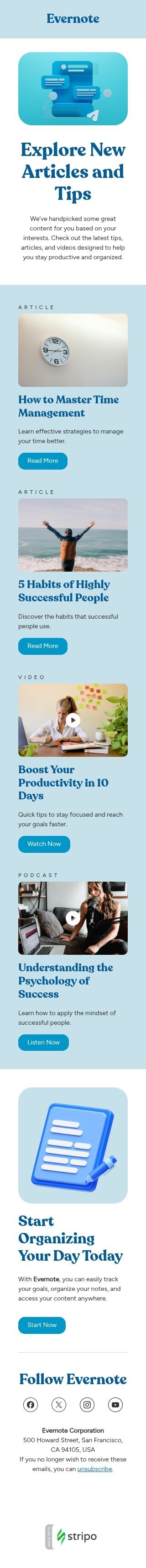 Modello email scoperta dei contenuti «Nuovi articoli e suggerimenti» per il settore industriale di Istruzione Visualizzazione mobile