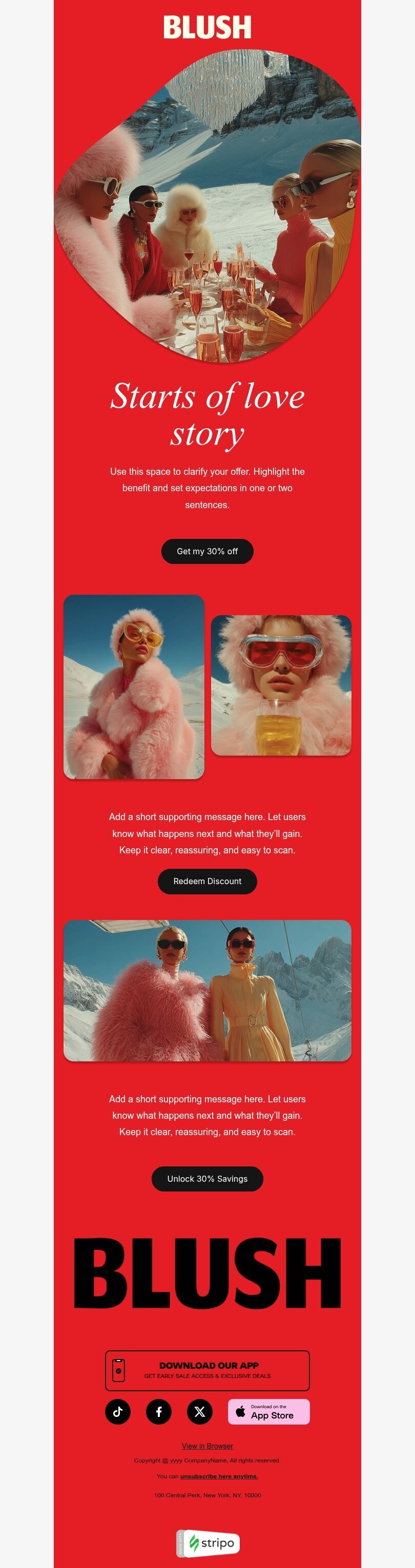 Шаблон письма к празднику День Св. Валентина «Начало истории любви» для индустрии «Мода» мобильный вид