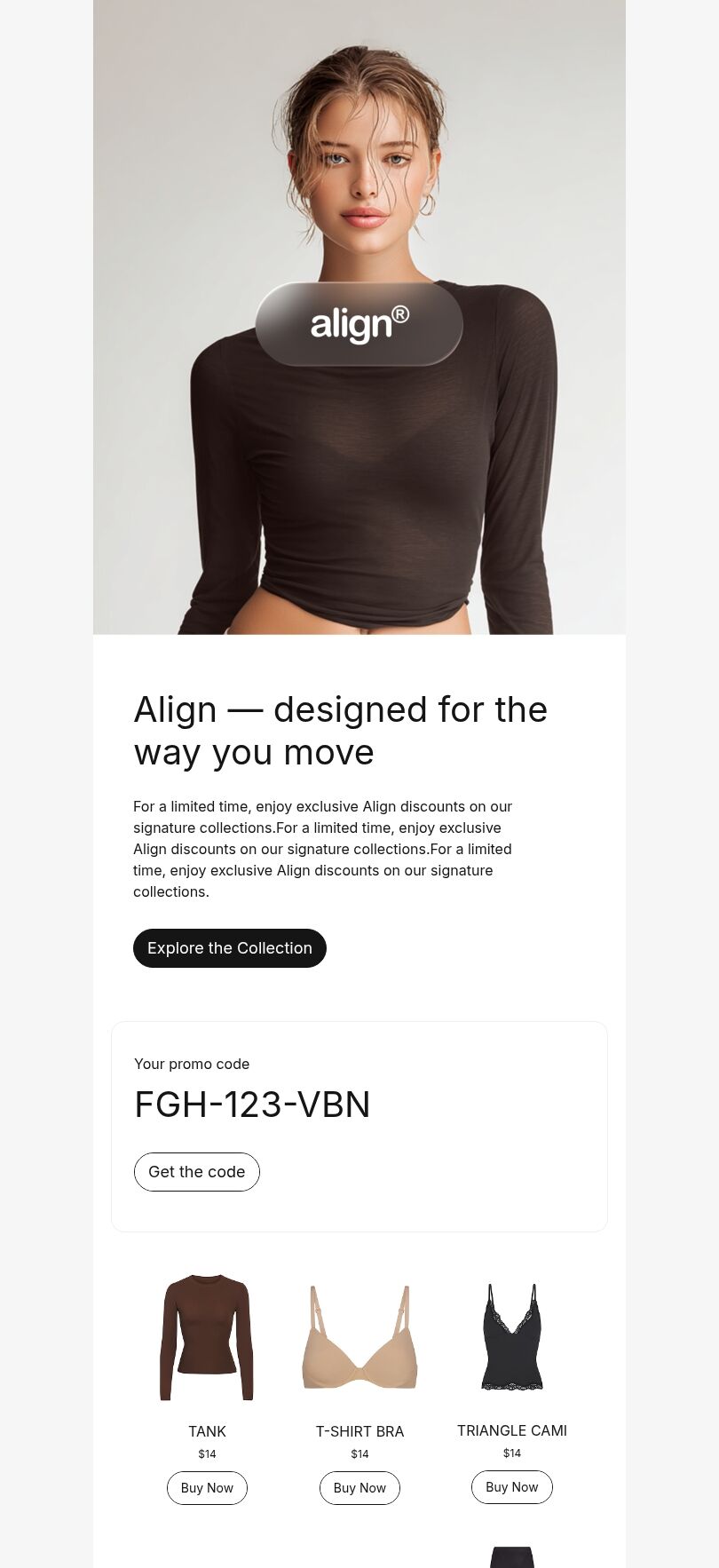 Werbung E-Mail-Vorlage «Entdecken Sie die Kollektion» für Mode-Branche Ansicht auf Mobilgeräten