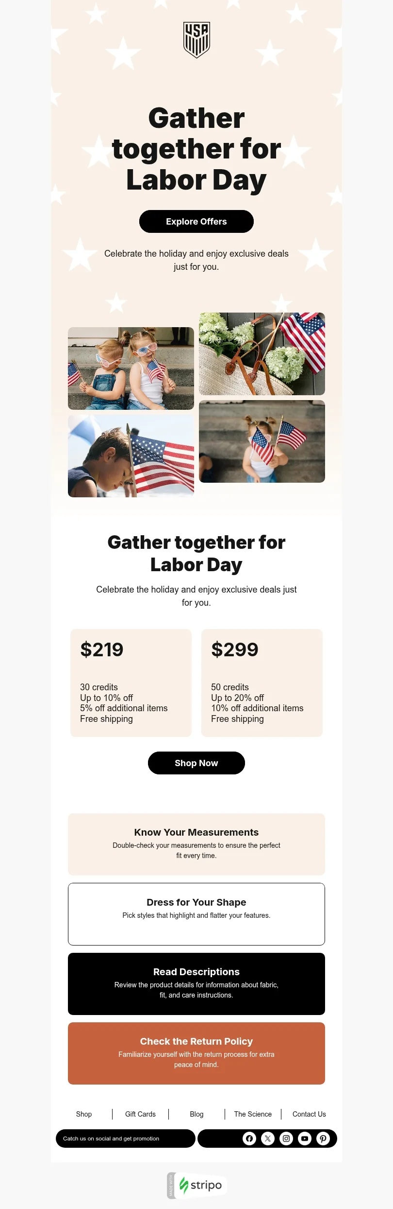 Labor Day email template "The long weekend vibe" for ecommerce industry