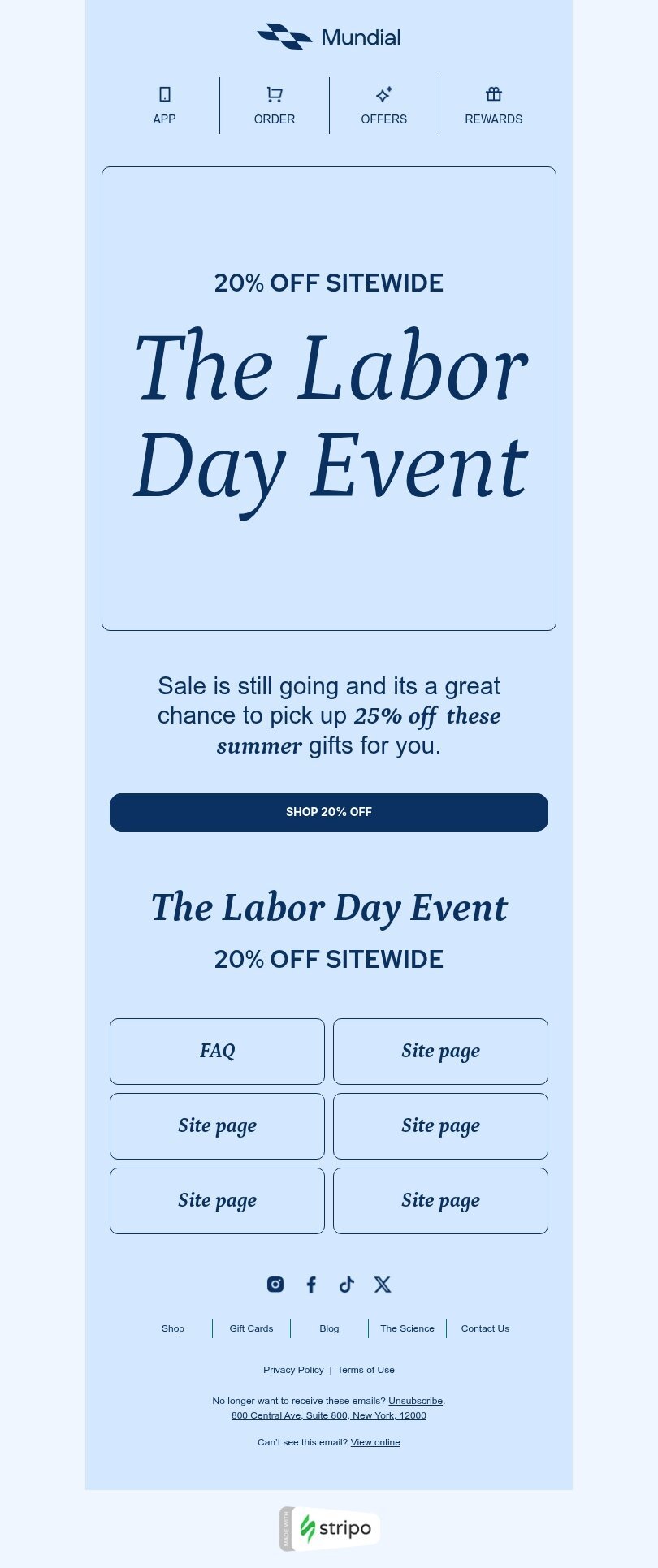 Labor Day email template "The big weekend sale" for gifts & flowers industry mobile view
