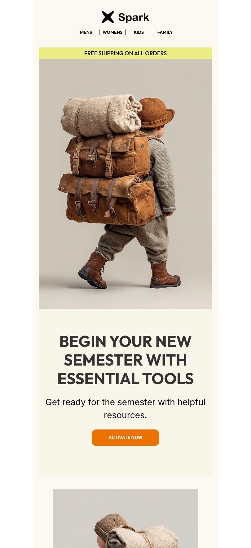 Back to school email template "Unlock your potential" for fashion industry mobile view