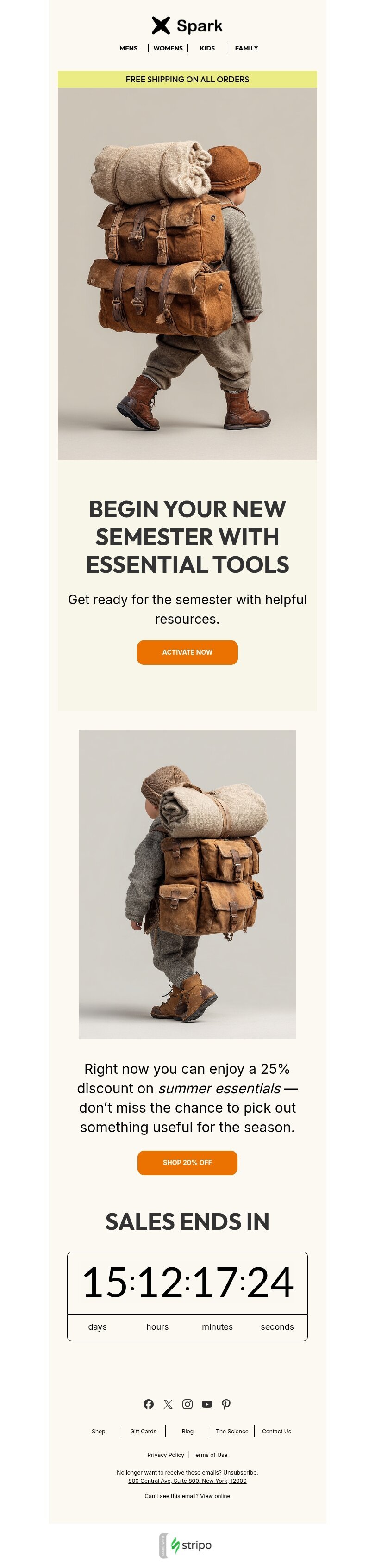 Back to school email template "Unlock your potential" for fashion industry mobile view