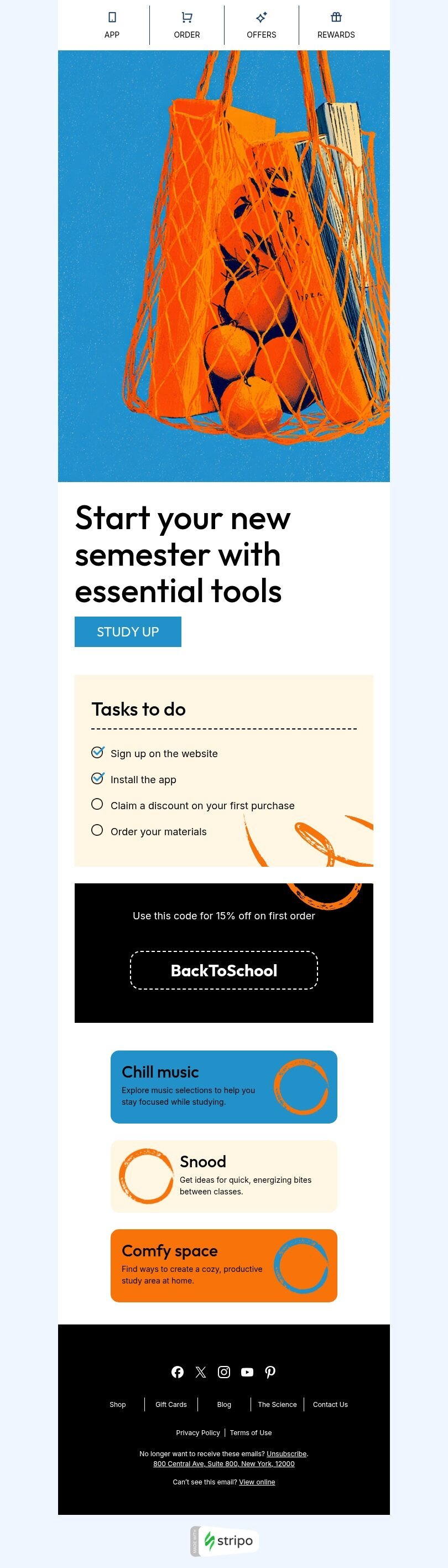 Back to school email template "Classroom classics" for music industry mobile view