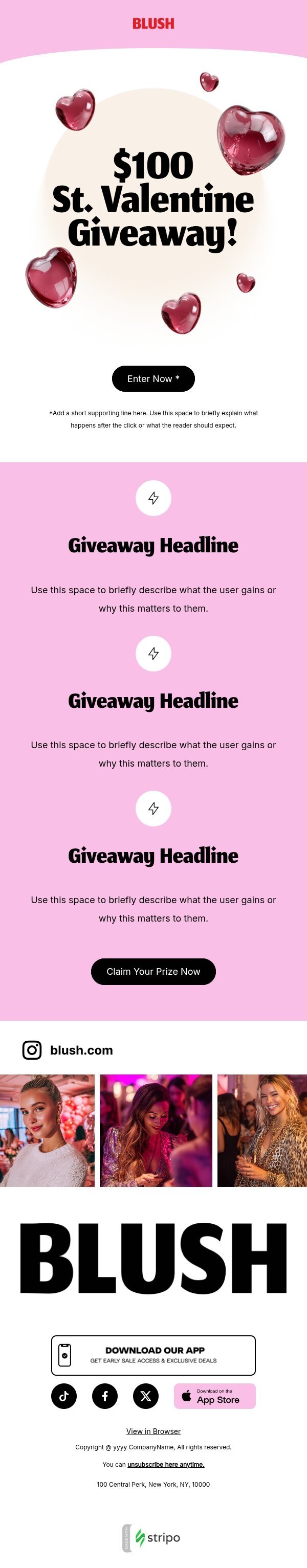 Modello email San Valentino «Dare via» per il settore industriale di moda Visualizzazione mobile