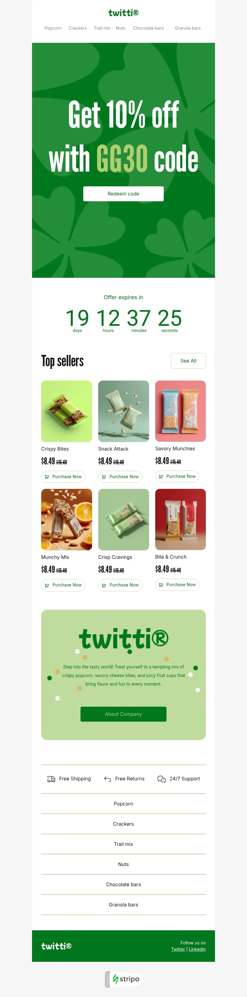 St. Patrick's Day email template "St. Patrick’s Day promo code" for ecommerce industry