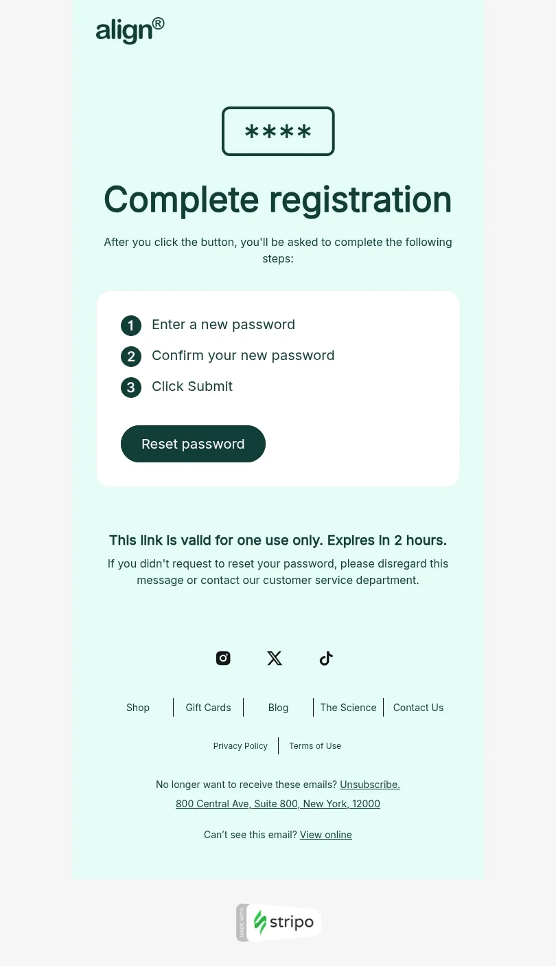 Transactional email template "Password reset" for ecommerce industry