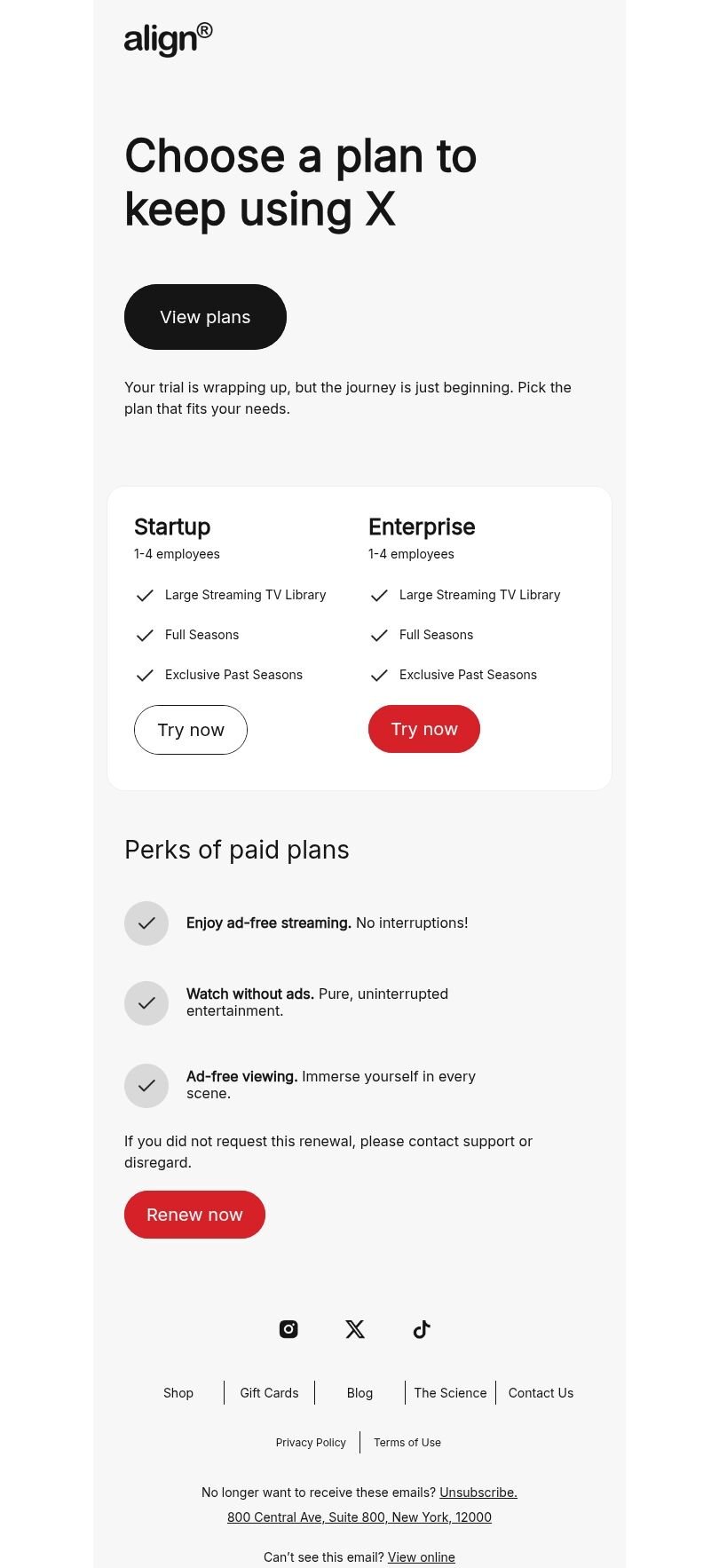 Modello email transazionale «Scegli un piano» per il settore industriale di ecommerce Visualizzazione mobile