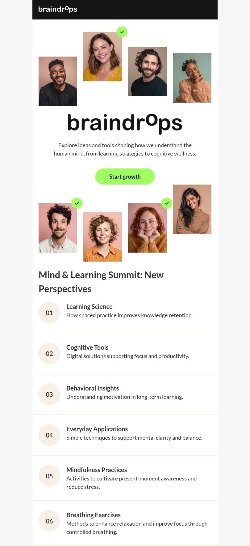 Plantilla de correo electrónico «Mind summit» de eventos para la industria de educación Vista de móvil