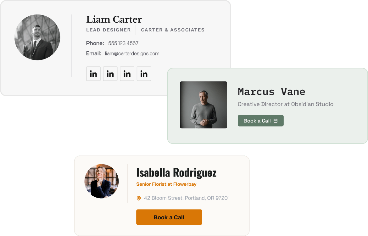 Email signature preview for the step “Select a template”