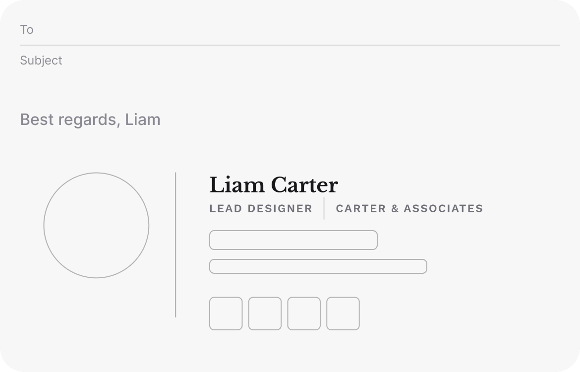 Email signature preview for the step “Add your details”